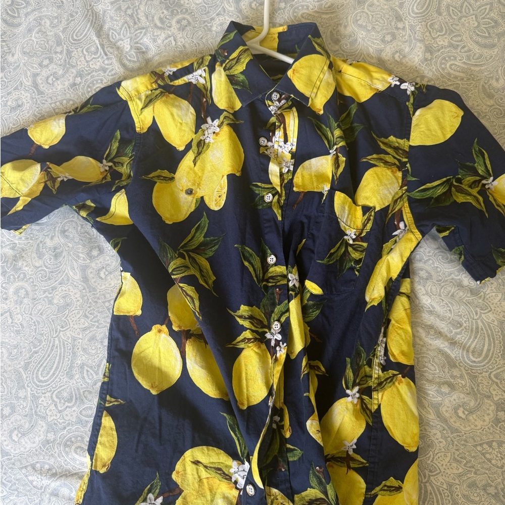 Kohl's Yellow and Blue Casual Button Down Shirt